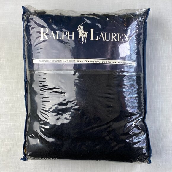 NEW! *RARE BLACK* Ralph Lauren SOLID WOOL THROW BLANKET Home Collection 54 x 72 - Picture 1 of 16